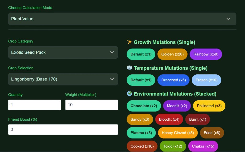 Grow a Garden (GAG) Calculator | Pet Weight and Crop Tool 1 Grow a garden calculator