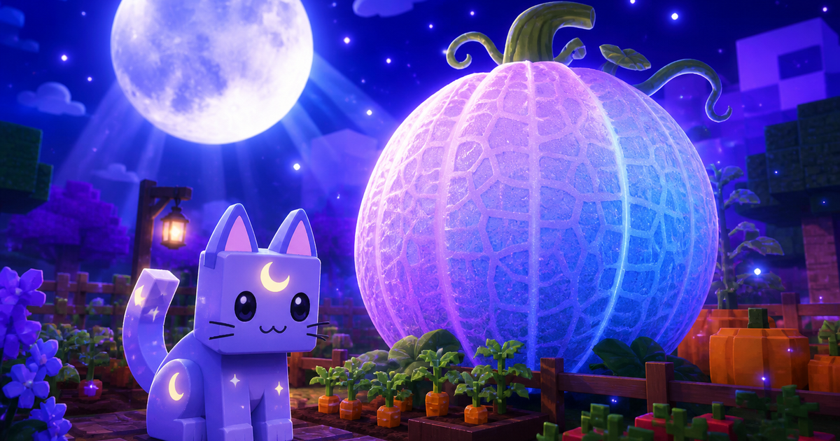 Moon Cat in Grow a Garden: The Giant Crop Specialist 2 moon cat grow a garden - giant moonlit crop illustration